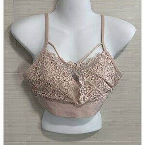 Auden Blush Pink Lightly Lined Lace Bralette XL, Soft Girl Romantic Feminine
